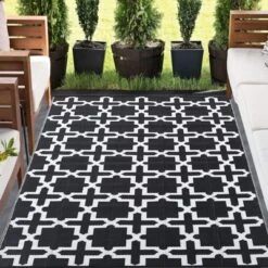 6x9 Outdoor Rug Non Slip - Washable Picnic Rug For Patio, Camping, Beach (Black & White) -Furniture GUEST bfdfbde1 0b4c 4fff afa2 7e8aae34e397