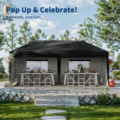 10x20 Pop Up Canopy Tent With 4 Sidewalls,Heavy Duty Outdoor Canopy With 3 Adjustable Height, Commercial Street Vendors Party Tents 4 10x20 Pop Up Canopy Tent With 4 Sidewalls,Heavy Duty Outdoor Canopy With 3 Adjustable Height, Commercial Street Vendors Party Tents - Image 2