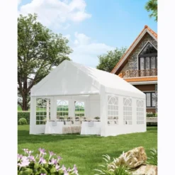 Heavy Duty Party Tent - Commercial Canopy With Removable Sidewalls & Church Windows, For Weddings, Banquets & BBQ Events -Furniture GUEST c004cba4 6db5 469e 9171 422dfdb433c0