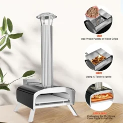 12-Inch Stainless Steel Outdoor Pizza Oven With Wood Pellet And Pizza Stone - Portable Wood Fired Pizza Stove -Furniture GUEST c0f05145 ef15 4d41 bd0b 8b24bae75488