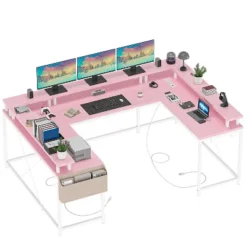 U Shaped Desk, 126 Inch Gaming Desk With Monitor Stand And LED Lights, Reversible Shaped Large Computer Desk With Power Outlets, Office Desk 26 U Shaped Desk, 126 Inch Gaming Desk With Monitor Stand And LED Lights, Reversible Shaped Large Computer Desk With Power Outlets, Office Desk -Furniture GUEST c11ace19 9cf0 4d69 96eb d25411d0382c
