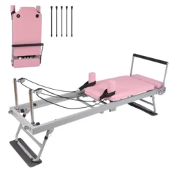 Pink Pilates Reformer Machine 77.5" Foldable Pilates Equipment For Home Gym Workout,Pink Adjustability Pilates Workout Equipment With Resistance Ropes -Furniture GUEST c1250a0d e7c9 4dce bc15 aa26de870480