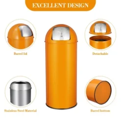17 Gallon/65 Liter Push Lid Trash Can With Removable Inner Bucket, Stainless Steel Waste Bin, Tall Commercial Recycling Bin Waste Container 11 17 Gallon/65 Liter Push Lid Trash Can With Removable Inner Bucket, Stainless Steel Waste Bin, Tall Commercial Recycling Bin Waste Container -Furniture GUEST c168a320 c012 4f80 8ae2 c68de270ee34