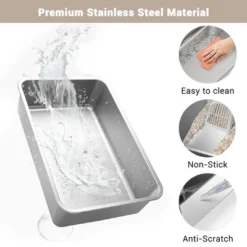 Large Stainless Steel Enclosed Cat Litter Box With Lid, Metal Kitty Litter Box With Flip Cover, Removable Top And Litter Scooper, 17.32'' -Furniture GUEST c2602f2c a151 4b48 ab37 b49fb9596eaf