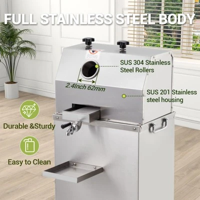TROPOW Manual Sugar Cane Juicer, Commercial Press With Stainless Steel 3 Rollers, 2.4" Large Inlet, High Output Juicer Machine 5 TROPOW Manual Sugar Cane Juicer, Commercial Press With Stainless Steel 3 Rollers, 2.4" Large Inlet, High Output Juicer Machine - Image 3