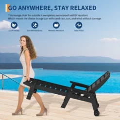 TARGET HDPE 5-Position Lounge Chair For Outside, Outdoor HDPE Chaise Loungers With Cup Holder, Resin Pool Lounge Chair -Furniture GUEST c2bf7726 b5dc 4604 9576 851362c5a852