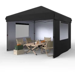 10x10 Pop Up Canopy With 3 Sidewalls - Easy Up Camping Tent With One Button Push Setup For Deck, Garden, Sports, Beach, Party -Furniture GUEST c38da8f2 27a1 46d8 b702 234517949613