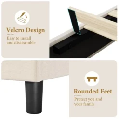 Platform Bed Frame With Upholstered Headboard, Linen Fabric Upholstered Bed Frame With Adjustable Headboard -Furniture GUEST c39c7574 5b87 40ef bdd0 5984c9c3d428