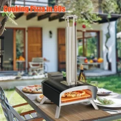 12-Inch Stainless Steel Outdoor Pizza Oven With Wood Pellet And Pizza Stone - Portable Wood Fired Pizza Stove -Furniture GUEST c495b1dc 9180 4a29 aa6f 7d6adcc965d0