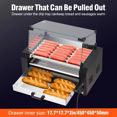 Hot Dog Roller - 7 Rollers, 18 Hot Dogs Capacity, Stainless Sausage Grill Cooker 5 Hot Dog Roller - 7 Rollers, 18 Hot Dogs Capacity, Stainless Sausage Grill Cooker - Image 3