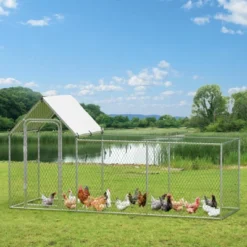 Chicken Coop Walk In Run - Large Metal Poultry Cage With Cover, Heavy Duty Wire Mesh Enclosure For Hens, Ducks & Rabbits -Furniture GUEST c52f3f48 9eb3 4c95 ac73 fd4bc9f99215
