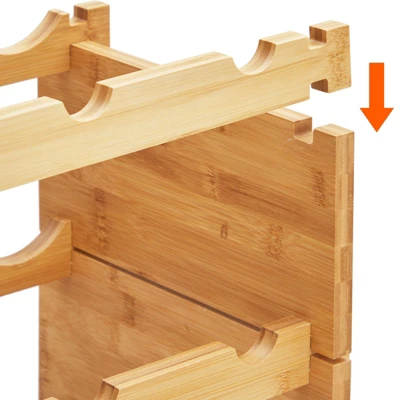 TROPOW Stackable Wine Rack, 4 Tier Wooden Wine Storage Rack, Bamboo Wine Display Shelves, Wobble-Free Wine Holder Freestanding Floor Wine 7 TROPOW Stackable Wine Rack, 4 Tier Wooden Wine Storage Rack, Bamboo Wine Display Shelves, Wobble-Free Wine Holder Freestanding Floor Wine - Image 5