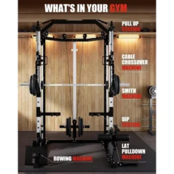 Smith Machine, Home Gym - 2000LBS Power Cage With Cable Crossover System, All-in-One Workout Station With Smith Bar, LAT Pull-Down & Attachments -Furniture GUEST c5691ed1 4369 44ab 9fb8 504831e46a62