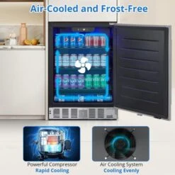 TROPOW 24 Inch Beverage Refrigerator, Weather Proof Stainless Steel Beverage Fridge For Outdoor Kitchen And Patio, Indoor/Outdoor Beverage Cooler -Furniture GUEST c612faa3 45c6 4551 a039 27a33d5bb9ce