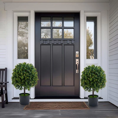 Artificial Topiary Boxwood Ball Trees 20 Inch, Fake Greenery With Fruits For Front Porch, Indoor Walkway, Set Of 2 7 Artificial Topiary Boxwood Ball Trees 20 Inch, Fake Greenery With Fruits For Front Porch, Indoor Walkway, Set Of 2 - Image 5