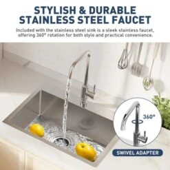 Drop In Kitchen Sink,Stainless Steel Kitchen Single Bowl Sinks, Modern Top Mount 16 Gauge Workstation Sink- With Pull-Down Faucet For Bar -Furniture GUEST c764b0e5 510c 4af5 bdc0 8e915f05c408
