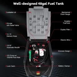 Diesel Tank, Portable Fuel Tank - 48 Gallon With 12V Electric Transfer Pump (10 GPM), 13Ft Hose & Auto Nozzle For Easy Fuel Transportation -Furniture GUEST c85e9928 4438 4553 aa05 16a923dbf0fc