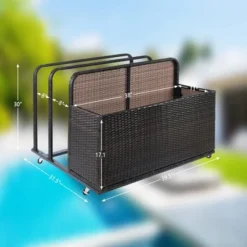 Poolside Float Storage Organizer, Outdoor Rattan Caddy With Wheels & Basket Organizer -Furniture GUEST c8c31b5f 9e80 4137 a720 f238595d5bac