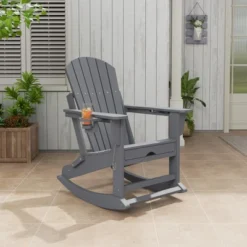 Rocking Adirondack Chairs, Folding Adirondack Rocking Chair With Footrest, Adirondack RockingChair Outdoor With Retractable Ottoman And Cup Holder -Furniture GUEST c92cf607 4f55 46f9 b088 32b116ddfdeb