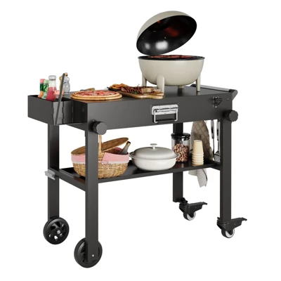 38 X 18 Inch Outdoor Grill Table With Wheels, BBQ Cart For Blackstone Griddle & Weber, Portable Kitchen Prep Station For Camping, Foldable Design 4 38 X 18 Inch Outdoor Grill Table With Wheels, BBQ Cart For Blackstone Griddle & Weber, Portable Kitchen Prep Station For Camping, Foldable Design - Image 2