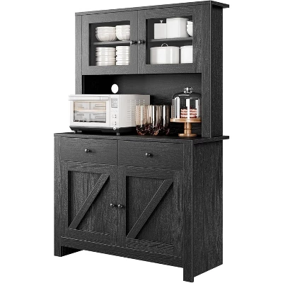 TROPOW Kitchen Pantry Cabinet With Microwave Stand, Freestanding Hutch Cabinet With Buffet Cupboard, Tall Kitchen Cabinets With Adjustable Shelves 8 TROPOW Kitchen Pantry Cabinet With Microwave Stand, Freestanding Hutch Cabinet With Buffet Cupboard, Tall Kitchen Cabinets With Adjustable Shelves - Image 6