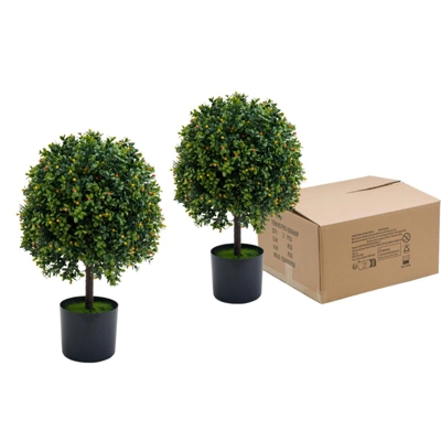 Artificial Topiary Boxwood Ball Trees 20 Inch, Fake Greenery With Fruits For Front Porch, Indoor Walkway, Set Of 2 3 Artificial Topiary Boxwood Ball Trees 20 Inch, Fake Greenery With Fruits For Front Porch, Indoor Walkway, Set Of 2