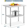 Stainless Steel Table For Prep & Work, 2-Tier Shelf Commercial Metal Worktable Adjustable Height & Leveling Feet, Extra Strength Kitchen Storage Rack -Furniture GUEST ca2d5c6d 6801 4ae9 b8e3 54e4118bcf44