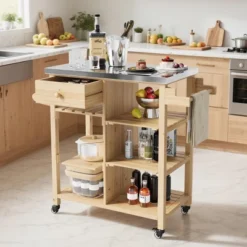 TROPOW Solid Wood Outdoor Grill Cart ¨C Stainless Steel Top Kitchen Island With Lockable Wheels For Patio/Garden (Natural Wood Color) 13 TROPOW Solid Wood Outdoor Grill Cart ¨C Stainless Steel Top Kitchen Island With Lockable Wheels For Patio/Garden (Natural Wood Color) -Furniture GUEST ca8dfca8 5336 4b4c b75b effd265ac805