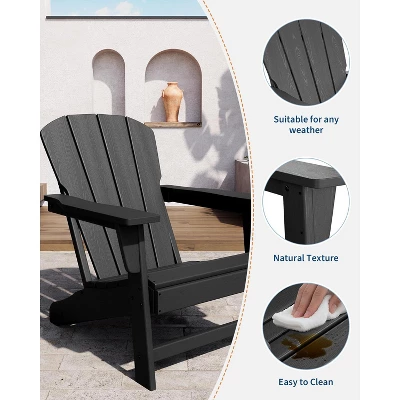 Outdoor Adirondack Chairs, HDPE Plastic Patio Chairs For All Weather, Weather-Resistant Fire Pit Chair With Wide Armrests & Slatted Back 7 Outdoor Adirondack Chairs, HDPE Plastic Patio Chairs For All Weather, Weather-Resistant Fire Pit Chair With Wide Armrests & Slatted Back - Image 5