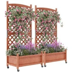 Raised Garden Bed With Trellis And Wheels Vertical Horticulture Trellis Planter With Drainage Holes -Furniture GUEST cadacc9c afe1 41e8 b016 a235955790b8