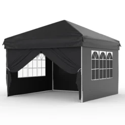10'x10' Easy Pop Up Canopy Tent With 4 Detachable Window Sidewalls - Waterproof Outdoor Portable Canopy With Carry Bag & Guy Lines -Furniture GUEST cb0cc4a6 6bd7 4360 8183 562ad893dc7d