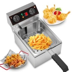 10.6QT/10L Electric Deep Fryer W/Basket & Lid, Stainless Steel Countertop Fryers, 3000W -Furniture GUEST cb3166b1 f8f3 4837 a1e3 a682dce4179f