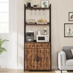 Bakers Rack With Drawer 70.8" Baker Rack With Cabinet Tall Bar Cabinet Industrial Kitchen Stand With Storage Large Microwave Storage Stand -Furniture GUEST cb534d76 24c6 4cb5 abfc 3610ed18e2fa