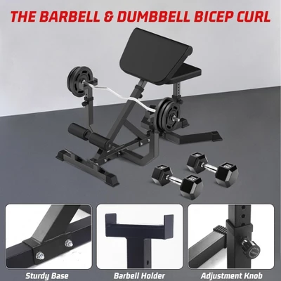 2-In-1 Roman Chair & Preacher Curl Bench Multi-Function Heavy-Duty Hyperextension Bench For Home With Adjustable Height For Arms, Ab, Back 6 2-In-1 Roman Chair & Preacher Curl Bench Multi-Function Heavy-Duty Hyperextension Bench For Home With Adjustable Height For Arms, Ab, Back - Image 4