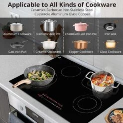 Electric Cooktop, 35.4" 8800W 4 Burner Ceramic Glass Stovetop - 240V Plug-In With Timer & Kid Safety Lock, Black -Furniture GUEST cb9c29fb 927a 4d62 810b 20241ff5f46d