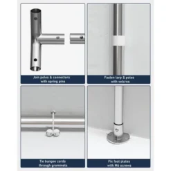 Industrial Carport Shelter - 13x25 Ft Heavy-Duty Steel Frame With PE Cover, 360¡ã Convertible For Vehicles & Events, Silver Gray -Furniture GUEST cb9da8c0 f1ac 42e7 bf8b cf30b4f79212