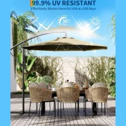 10 FT Cantilever Umbrella, Outdoor Offset Patio Umbrella With Easy Tilt Adjustment, 8 Ribs, UV Protection For Backyard, Lawn, Garden -Furniture GUEST cbac928d f82b 4bec bb4e 145dbcf45a5d