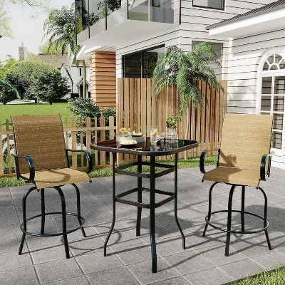 Outdoor Bar Table, Square Patio Table Tempered Glass, Outdoor Bistro Tables For Hot Tub, Balcony, Garden, Patio, Poolside, Lawn, Backyard 3 Outdoor Bar Table, Square Patio Table Tempered Glass, Outdoor Bistro Tables For Hot Tub, Balcony, Garden, Patio, Poolside, Lawn, Backyard