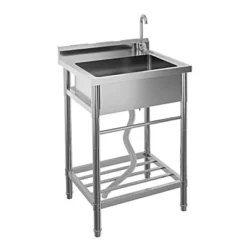 TROPOW Silver Stainless Steel Utility Sink – Freestanding Single Bowl For Kitchen/Laundry/Garage -Furniture GUEST cd45f446 846f 480a b89d 30a643538aae