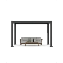 All-Aluminum Louvered Pergola 12"x 24", Outdoor Pergola With Adjustable Louvered Roof, Reinforced Aluminum Frame, Hardtop Gazebo