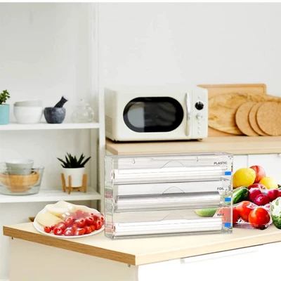 Foil And Plastic Wrap Organizer,2 In 1 Acrylic Aluminum Foil Holder 5 Foil And Plastic Wrap Organizer,2 In 1 Acrylic Aluminum Foil Holder - Image 3