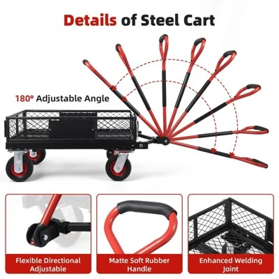 Folding Utility Mesh Steel Garden Carts And Wagons Heavy Duty 360lbs,Folding Utility Wagon Cart W Removable Mesh Sides 5 Folding Utility Mesh Steel Garden Carts And Wagons Heavy Duty 360lbs,Folding Utility Wagon Cart W Removable Mesh Sides - Image 3