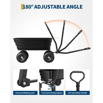 Poly Dump Cart - Heavy Duty 1200lbs Garden Cart With Quick-Release Dumping & No-Flat 13" Tires, Utility Wagon For Yard Work, Landscaping, Gardening 3 Poly Dump Cart - Heavy Duty 1200lbs Garden Cart With Quick-Release Dumping & No-Flat 13" Tires, Utility Wagon For Yard Work, Landscaping, Gardening