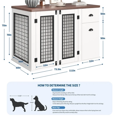 44'' Dog Crate Furniture With Drawer & Cabinet, Heavy Duty Dog Kennel Furniture, Wooden Indoor Pet Cage Side End Table For Small To Medium Pets 5 44'' Dog Crate Furniture With Drawer & Cabinet, Heavy Duty Dog Kennel Furniture, Wooden Indoor Pet Cage Side End Table For Small To Medium Pets - Image 3
