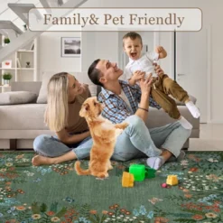 8x10 Washable Rugs Non Slip - Large Floral Area Rug For Living Room, Bedroom (Green) 14 8x10 Washable Rugs Non Slip - Large Floral Area Rug For Living Room, Bedroom (Green) -Furniture GUEST d1806616 09e5 482c b7c3 cc74398dc7ff