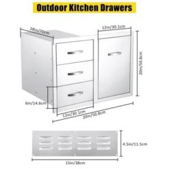 Stainless Steel Outdoor Kitchen Cabinet Door Set - Left Drawer + Right Door , NSF Double Wall, Includes Vent Panel For Grill/BBQ Islands & Fire Pits 13 Stainless Steel Outdoor Kitchen Cabinet Door Set - Left Drawer + Right Door , NSF Double Wall, Includes Vent Panel For Grill/BBQ Islands & Fire Pits -Furniture GUEST d25bc62b 9598 4def 9d18 034333865210