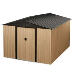 Metal Garden Shed,Outdoor Storage Shed, Outdoor Metal Utility Tool Storage Shed With Door Lock, Waterproof Roofs, For Garden Patio，Brown