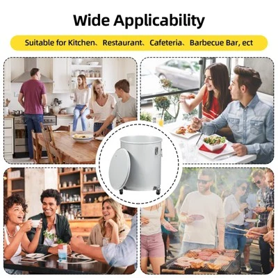 Grease Bucket, 10 Gallon Heavy Duty Fryer Oil Container - Lid/Lock Clips/Wheels, Food Grade Anti-Rust (Kitchen/Food Truck) 8 Grease Bucket, 10 Gallon Heavy Duty Fryer Oil Container - Lid/Lock Clips/Wheels, Food Grade Anti-Rust (Kitchen/Food Truck) - Image 6