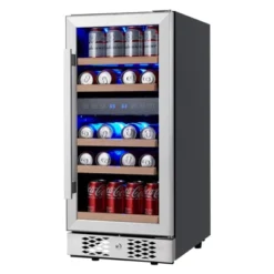 Wine Fridge Cabinet Wine Cooler Refrigerator With Glass Door, Beverage Wine Chiller With Digital Touch Screen, Low Noise Compressor Wine