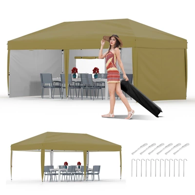 10x20 Pop Up Canopy Tent With 4 Sidewalls,Heavy Duty Outdoor Canopy With 3 Adjustable Height, Commercial Street Vendors Party Tents 16 10x20 Pop Up Canopy Tent With 4 Sidewalls,Heavy Duty Outdoor Canopy With 3 Adjustable Height, Commercial Street Vendors Party Tents - Image 14